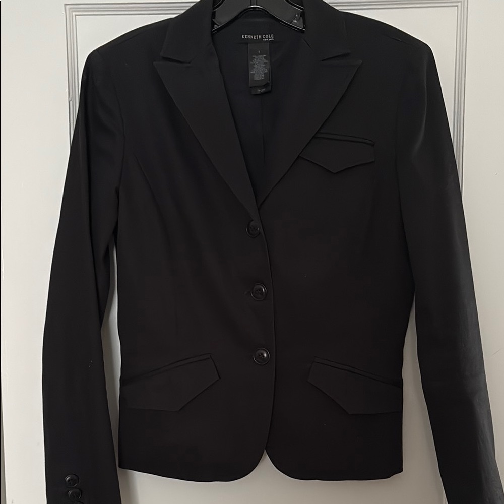 Kenneth Cole Black Blazer Tailored Fit Notched Lapels